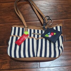 Rosetti Blue and Tan Striped Shoulder Bag